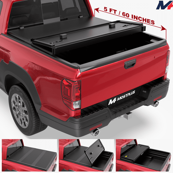 MOSTPLUS 5FT 3-Fold Hard Fiberglass Truck Tonneau Bed Cover for 2017-2026 Honda Ridgeline