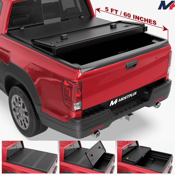 MOSTPLUS 5FT 3-Fold FRP Hard Tonneau Cover for 2018-2025 Honda Ridgeline Truck Bed Cover