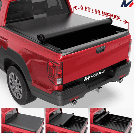 MOSTPLUS 5FT Roll Up Soft Truck Bed Tonneau Cover for 2017-2026 Honda Ridgeline On Top