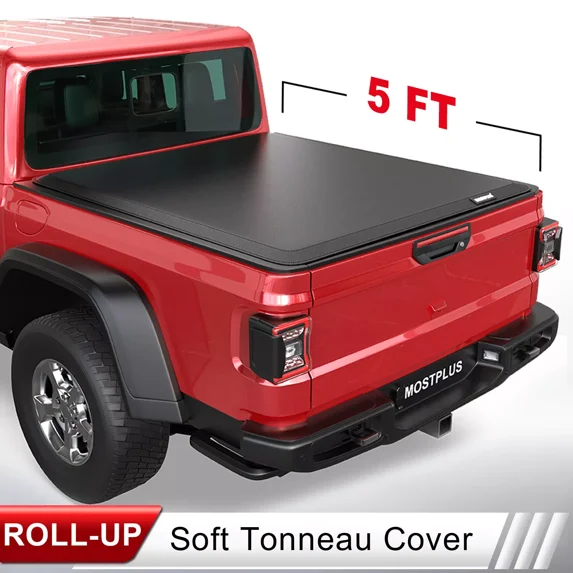 MOSTPLUS 5FT Roll-Up Soft Vinyl Truck Bed Tonneau Cover for 2020-2026 Jeep Gladiator
