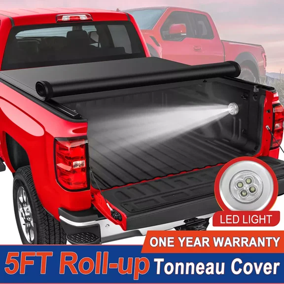 MOSTPLUS 5FT Roll-Up Soft Vinyl Truck Bed Tonneau Cover for 2020-2024 Jeep Gladiator