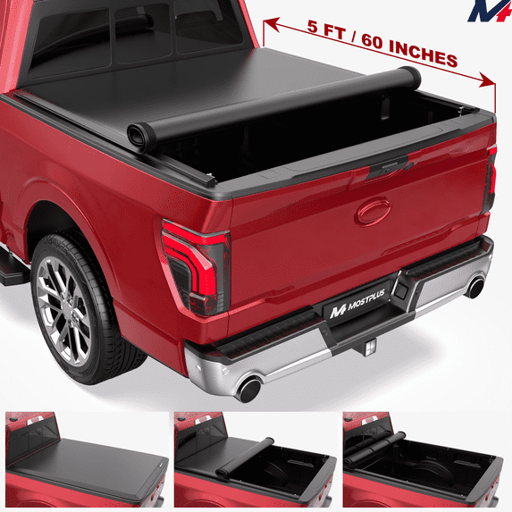MOSTPLUS 5FT Roll Up Tonneau Cover Soft for 2019-2026 Ford Ranger Truck Bed Cover
