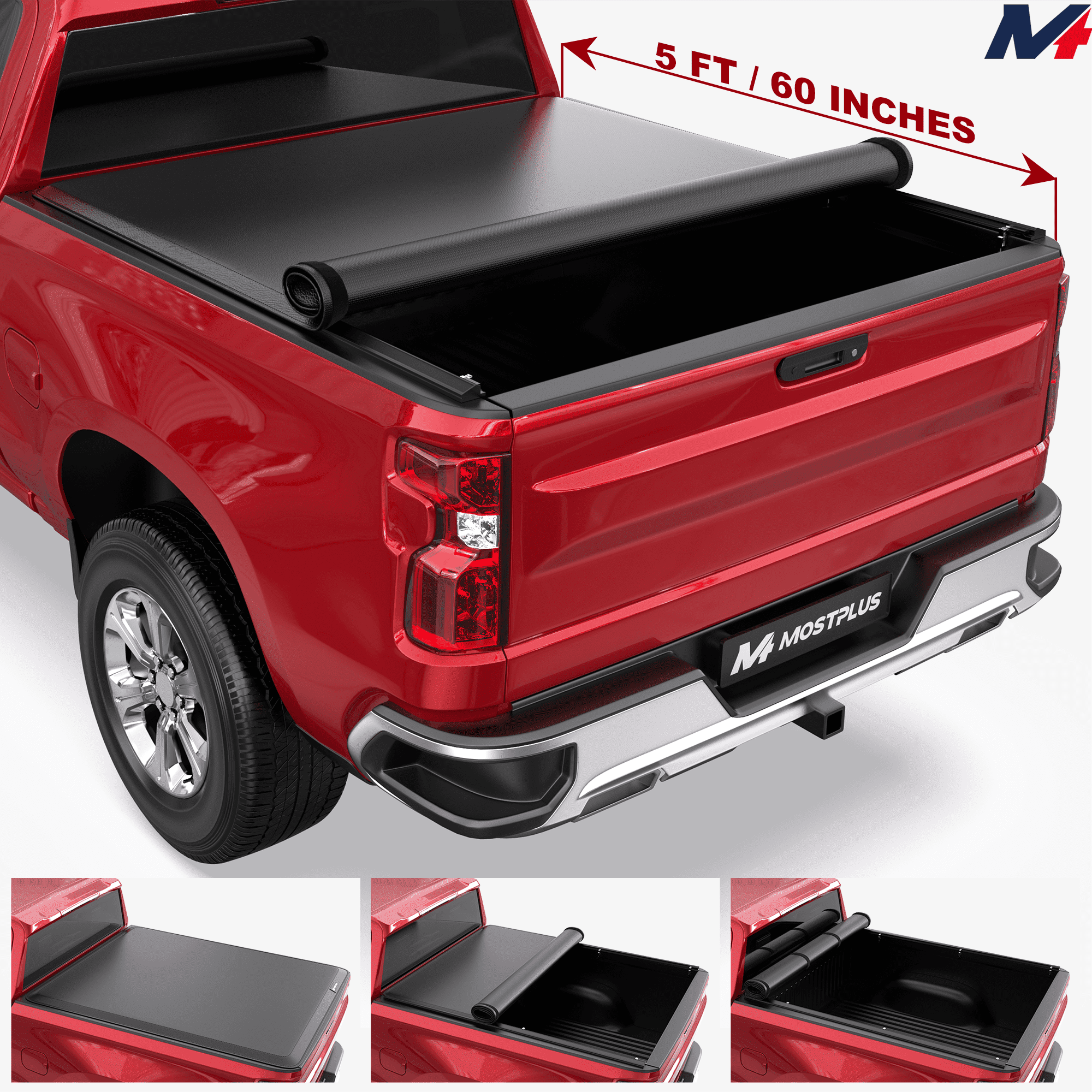MOSTPLUS 5FT Roll Up Tonneau Cover for 2015-2026 Chevy Colorado GMC Canyon Truck Bed Cover