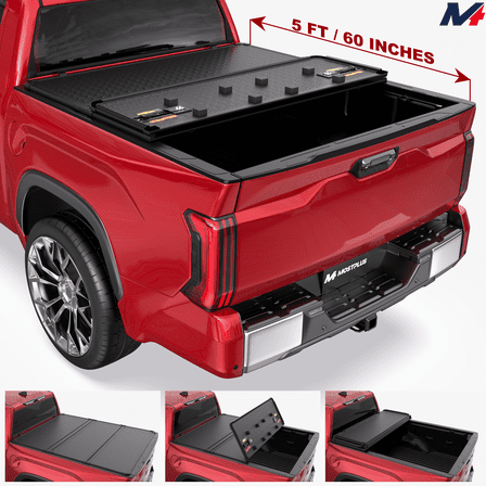MOSTPLUS 5FT Tri-Fold Hard Bed Tonneau Cover for 2005-2015 Toyota Tacoma Truck W/ Lamp