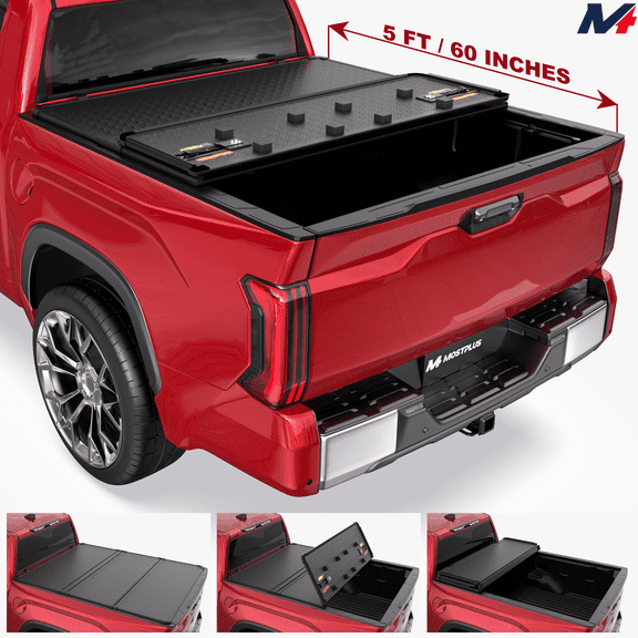 MOSTPLUS 5FT Tri-Fold Hard Bed Tonneau Cover for 2005-2015 Toyota Tacoma Truck W/ Lamp