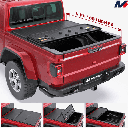 MOSTPLUS 5FT Tri-Fold Hard Truck Bed Tonneau Cover for 2020-2026 Jeep Gladiator On Top