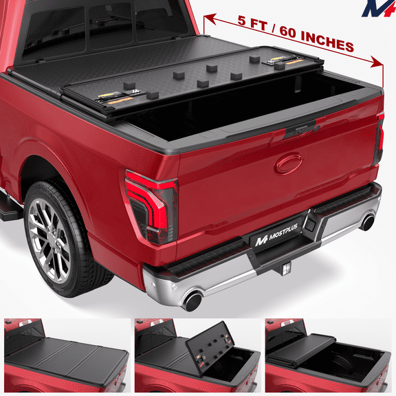 MOSTPLUS 5FT Tri-Fold Truck Beds Cover for 2019-2025 2026 Ford Ranger Hard Solid Tonneau Cover