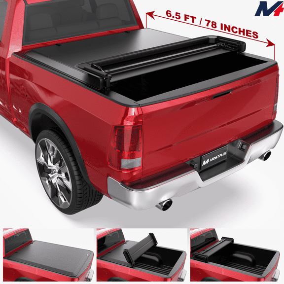 MOSTPLUS 6.4FT/6.5FT 4 Fold Soft Bed Tonneau Cover for 2003-2025 2026 Ram 1500 04-26 Ram 2500/3500 (No Ram Box)