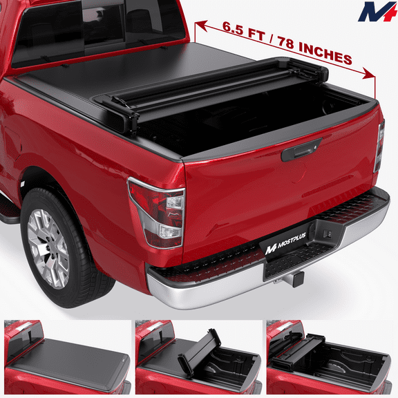 MOSTPLUS 6.5FT 4-Fold Truck Bed Tonneau Cover for 2004-2015 Nissan Titan