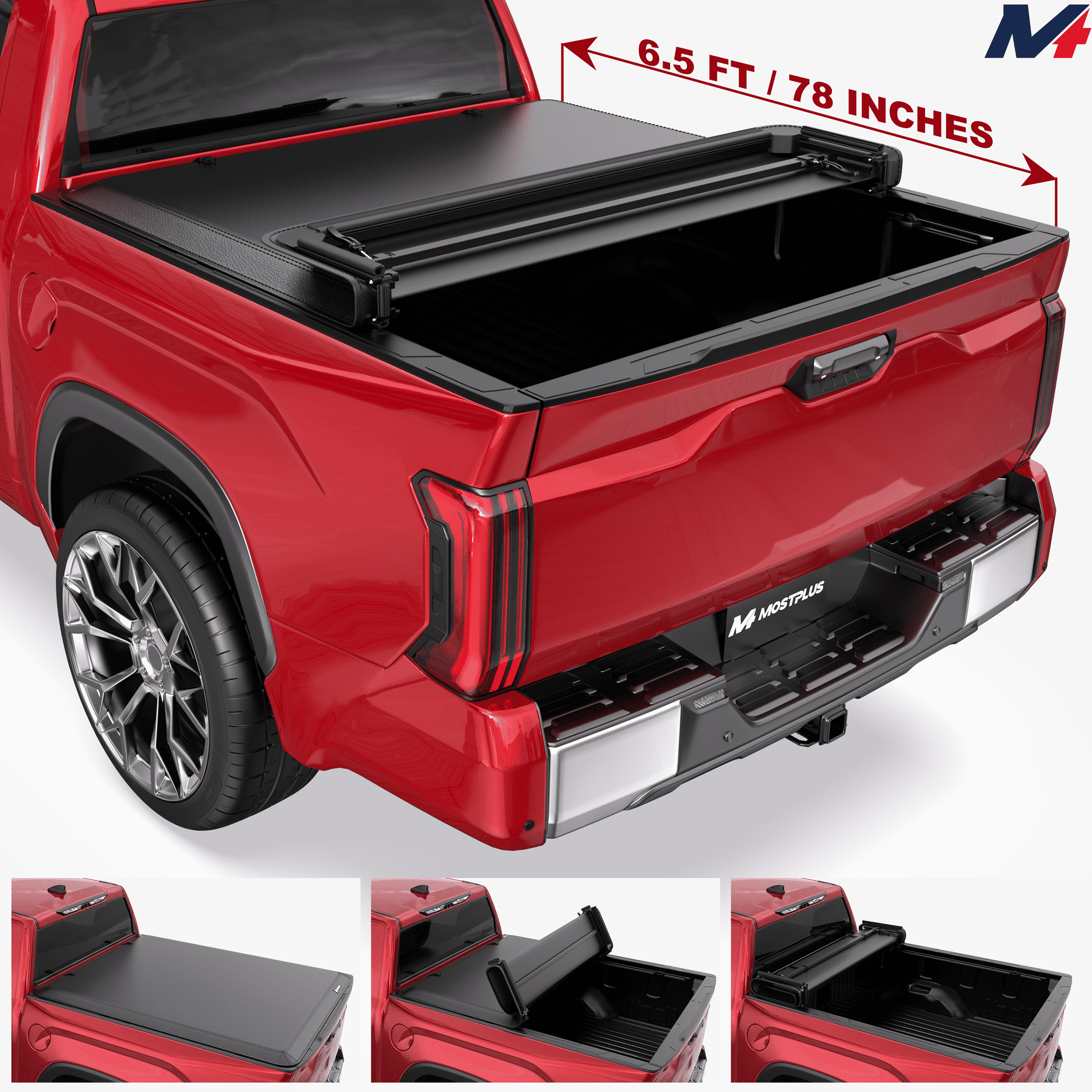 MOSTPLUS 6.5FT 4-Fold Truck Bed Tonneau Cover for 2007-2013 Toyota Tundra Standard
