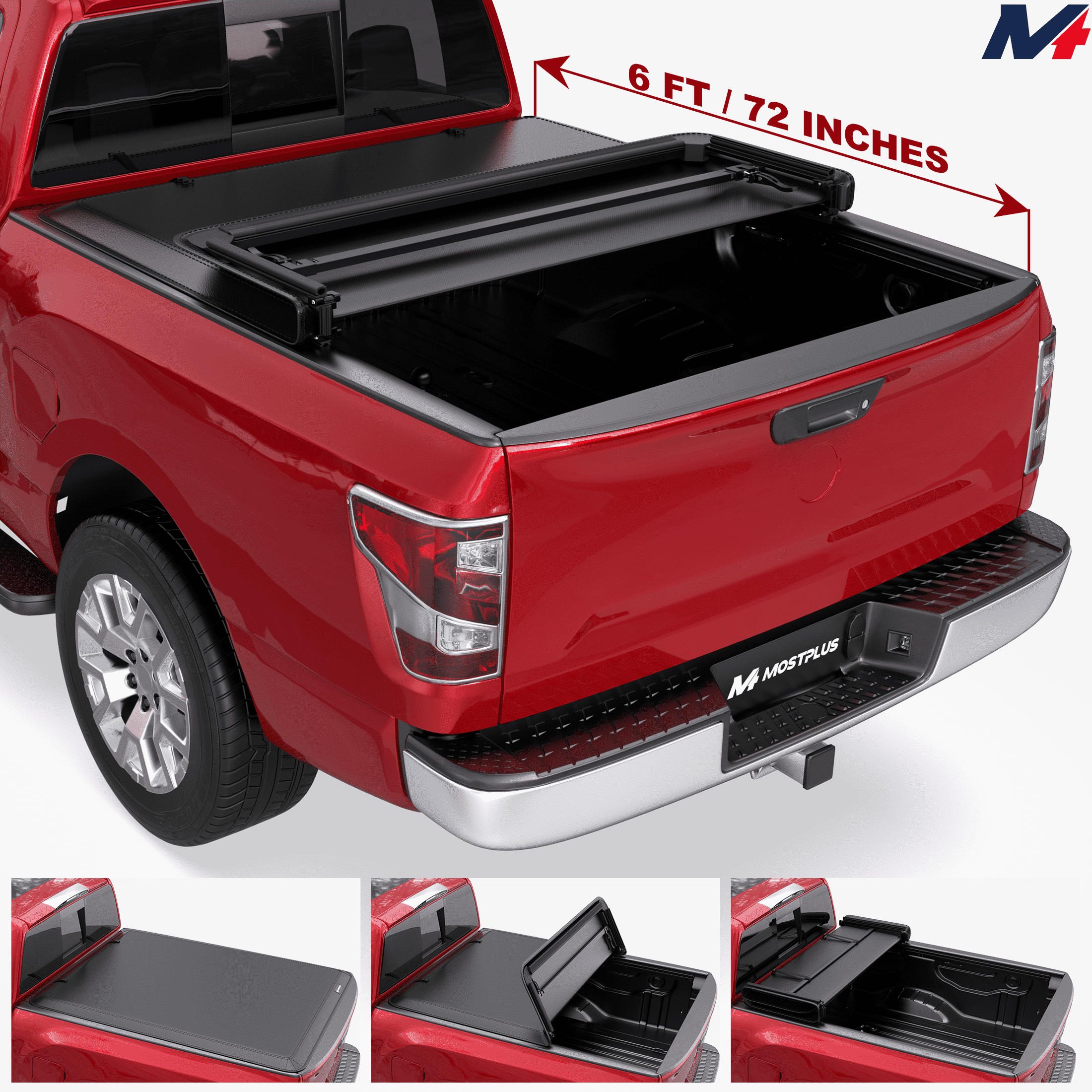 MOSTPLUS 6FT 3-Fold Soft Truck Bed Tonneau Cover for 2006-2026 Nissan Frontier Waterproof