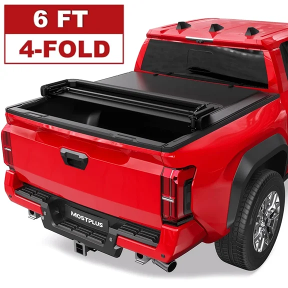 MOSTPLUS 6FT 4-Fold Truck Bed Tonneau Cover for 2016-2026 Toyota Tacoma w/ LED Lamp