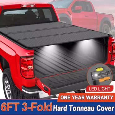 MOSTPLUS 6FT Tri-fold Hard Solid Tonneau Cover for 2016-2024 Toyota Tacoma Truck Bed
