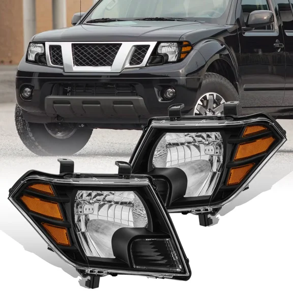 MOSTPLUS Black Headlights Front Lamps Assembly for 2009-2021 Nissan Frontier Left+Right