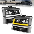 thumbnail image 1 of MOSTPLUS Black Headlights Sequential Signal for 2003-06 Chevy Avalanche Silverado 1500 2500, 1 of 9