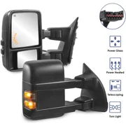MOSTPLUS 2PCS Power Heated Tow Mirrors w/ Smoke Turn Signal for 1999-2007 Ford F250/F350/F450/F550