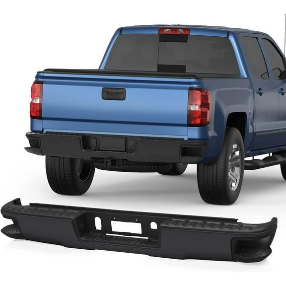 MOSTPLUS Black Rear Bumper for 2014-2018 Chevrolet Silverado GMC Sierra 1500 w/o Sensor