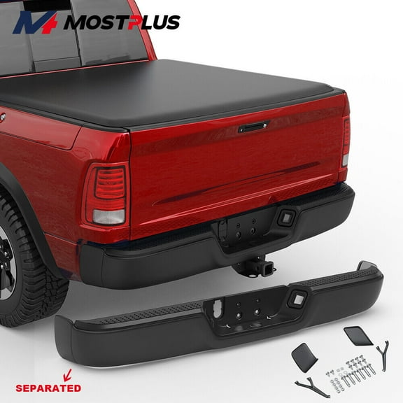 MOSTPLUS Black Separated Rear Bumper for 2009-2018 Dodge Ram 1500 2010-2012 2500 3500