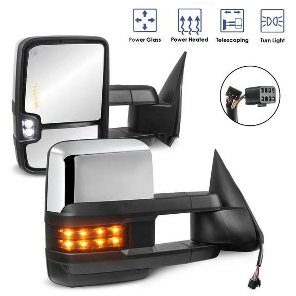 MOSTPLUS Chrome Power Heated Tow Mirrors for 1999-02 Chevy Silverado GMC Sierra 1500 2500