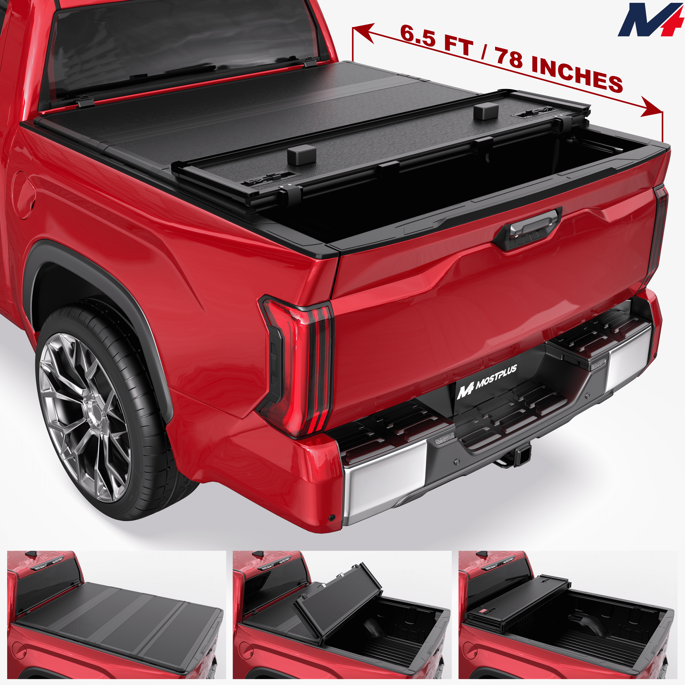 MOSTPLUS FRP 6.5FT 4-Fold Hard Truck Tonneau Cover for 2000-2006 Toyota Tundra Truck Bed On Top Quad Fold