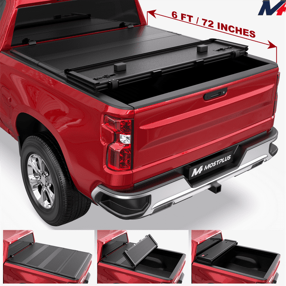 MOSTPLUS FRP 6FT 4-Fold Hard Truck Tonneau Cover for 2004-2012 Chevy Colorado GMC Canyon Truck Bed On Top Quad Fold
