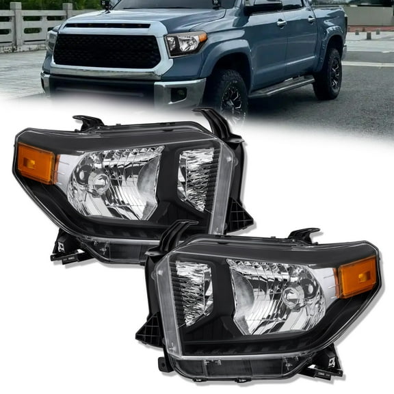MOSTPLUS For 2014-2021 Toyota Tundra TRD Truck Black Headlights Lamps Replacement Pair