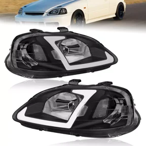 MOSTPLUS Front Light LED DRL Tube Headlights Lamps for 1999-2000 Honda Civic EK EJ EM NEW