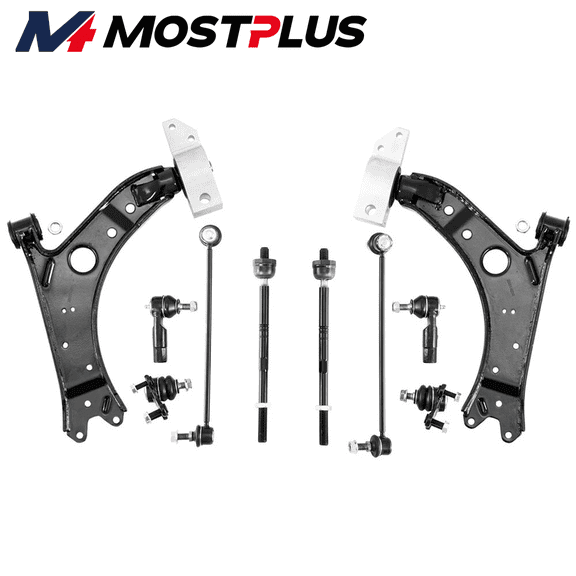 MOSTPLUS Front Lower Control Arms Ball Joints Tie Rod End for 2006-2013 Audi A3 VW Jetta