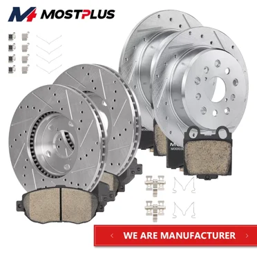 MOSTPLUS Front & Rear Drilled Brakes Rotors Ceramic Pads for 01-05 Lexus GS300 GS430 IS300