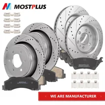 MOSTPLUS Front & Rear Drilled Vented Slotted Rotor & Brake Pads for 2012-2018 Ford F150