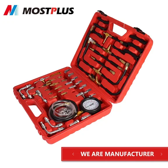 MOSTPLUS Fuel Injection Pressure Tester Gauge w/ Dual Gauge Readings Kit 0~140psi 0~10bar