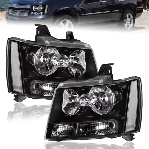 MOSTPLUS Headlights Assembly for 2007-2013 Chevy Suburban 1500 2500 Tahoe Avalanche