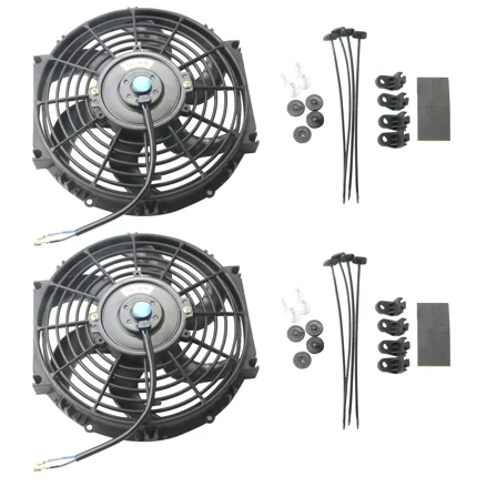 MOSTPLUS Pair 10 inch Universal Slim Fan Push Pull Electric Radiator Cooling 12V Mount Kit