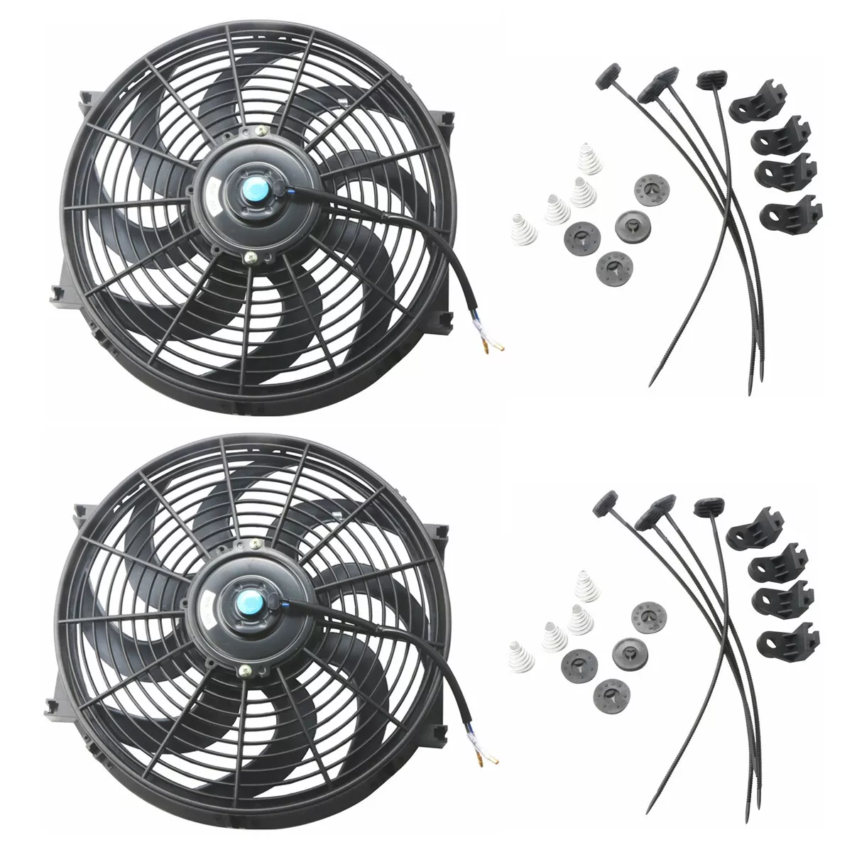 14 Inch Black Slim Electric Radiator Cooling Fan Set