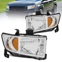 MOSTPLUS Pair Chrome Front Headlights Lamps Assembly for 2006-2014 Honda Ridgeline