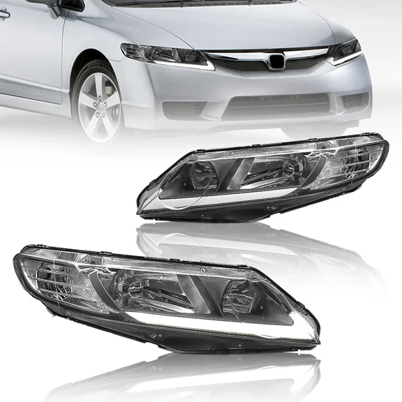 MOSTPLUS Pair LED DRL Headlights Lamps for 06-11 Honda Civic FA Sedan 4DR LH & RH