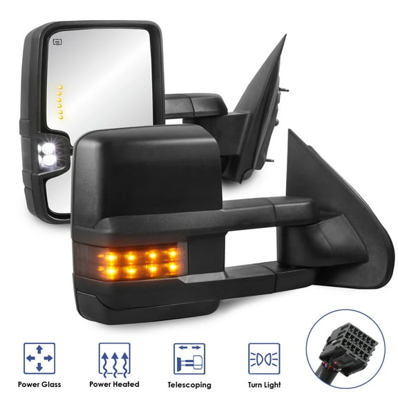 MOSTPLUS Pair Power Heated Tow Mirrors for 2015-2018 Silverado Sierra 1500 2500HD 3500HD