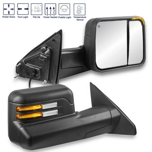 MOSTPLUS Pair Power Heated Tow Mirrors w/ Puddle Lights Turn Signal for 19-2023 Ram 1500