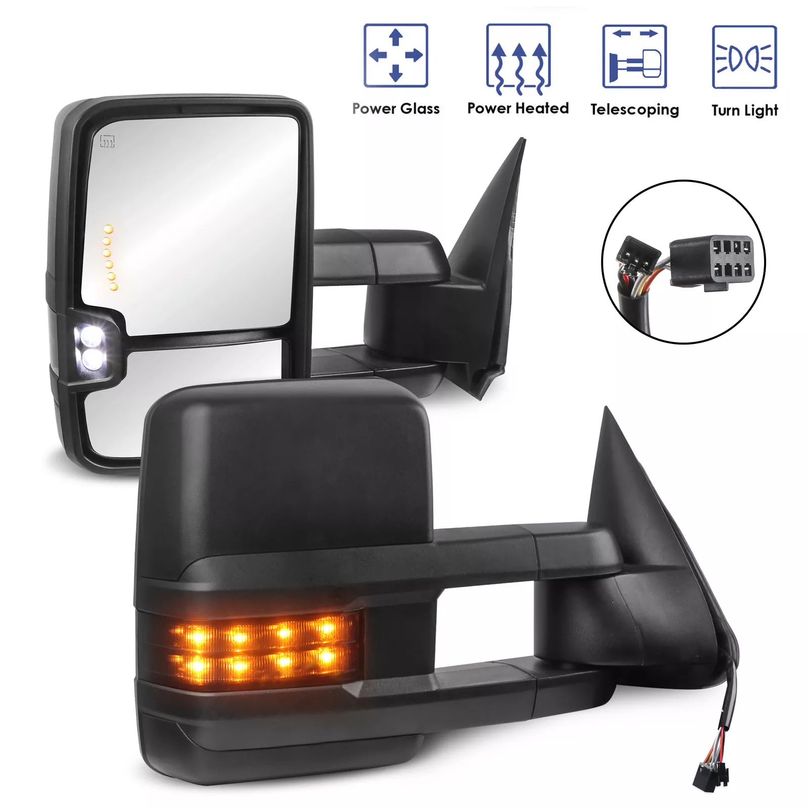 Power Heated Mirrors Pair Of Power Heated Towing Mirrors W/ LED Signals For 1999-2002 Chevy Silverado & GMC Sierra Towing & Hauling For GMC Sierra 2500