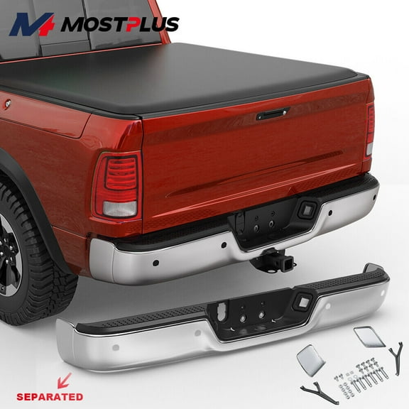 MOSTPLUS Rear Separated Bumper for 2009-18 Ram 1500 2010-12 2500 3500 w/ Object Sensor