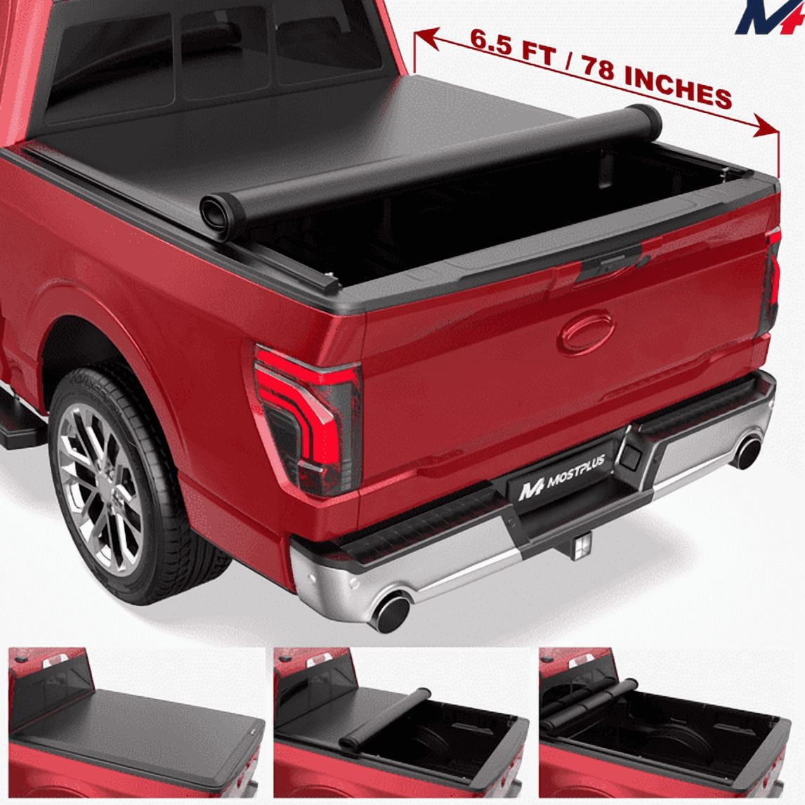 MOSTPLUS Roll-Up 6.4FT/6.5FT Soft Vinyl Tonneau Cover for 2009 2010-2014 Ford F150 Truck Bed