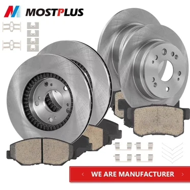 MOSTPLUS Set(4) Front Rear Disc Rotors & Ceramic Brake Pads for 2002-2004 Honda CR-V 2.4L