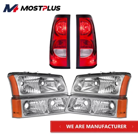 MOSTPLUS Set(6) Headlights &Tail Lights Assy for 2003-2006 Chevy Silverado 1500 2500 3500