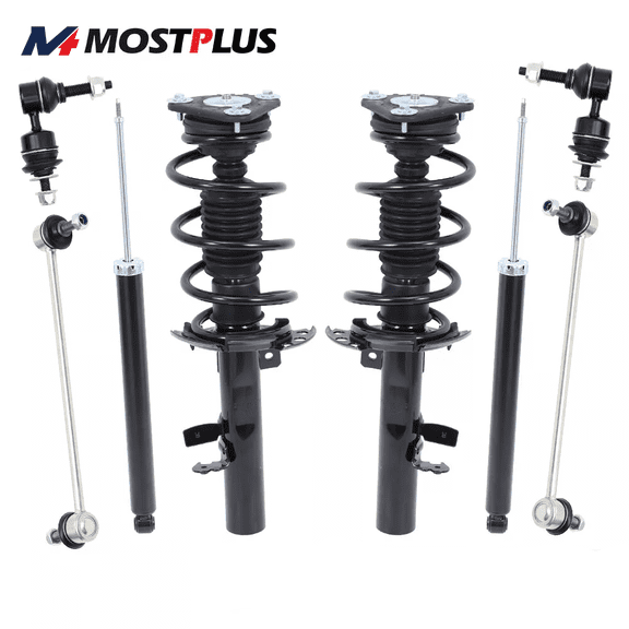 MOSTPLUS Set(8) Front & Rear Struts Shocks w/ Sway Bars for 2013-2018 Ford Focus S SE