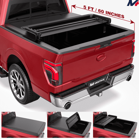 MOSTPLUS 3-Fold 5FT Soft Tonneau Cover for 2019-2026 Ford Ranger XLT Pickup Truck Bed Cover W/LED