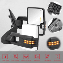 MOSTPLUS Tow Mirrors Painted White Power Heated Fit for 2015-2019 Silverado Sierra