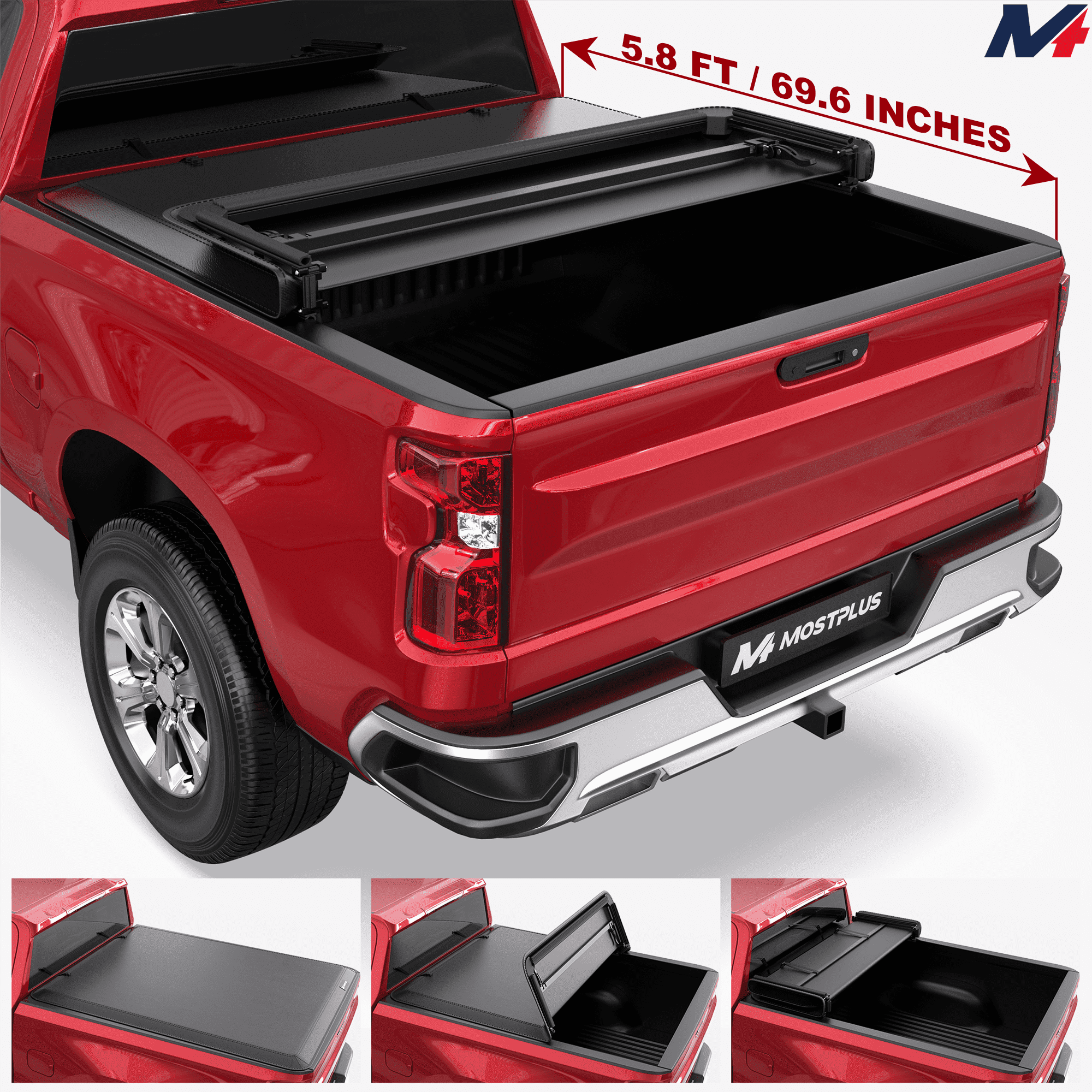 MOSTPLUS Tri-Fold 5.8FT Truck Bed Tonneau Cover for 07-13 Chevy Silverado GMC Sierra 1500