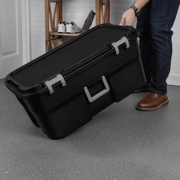 MOSUI (2 pack)22 Gallon Large Wheeled , Heavy Duty Plastic Storage Trunk Container, Lockable with Wheels and Handle, Black (Shipment from Walmart)