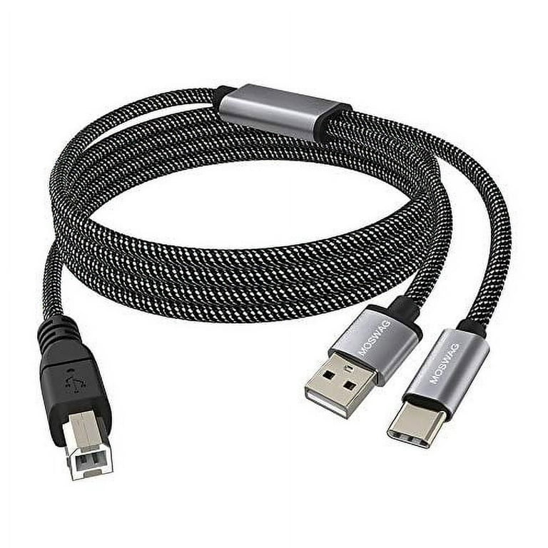 MOSWAG 2in1 USB C to USB B Printer Cable 5Feet/1.5M with USB