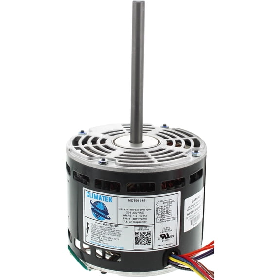 MOT19600 - ClimaTek Upgraded Furnace Blower Motor 1/3 HP 230V 1075 RPM Replaces Trane